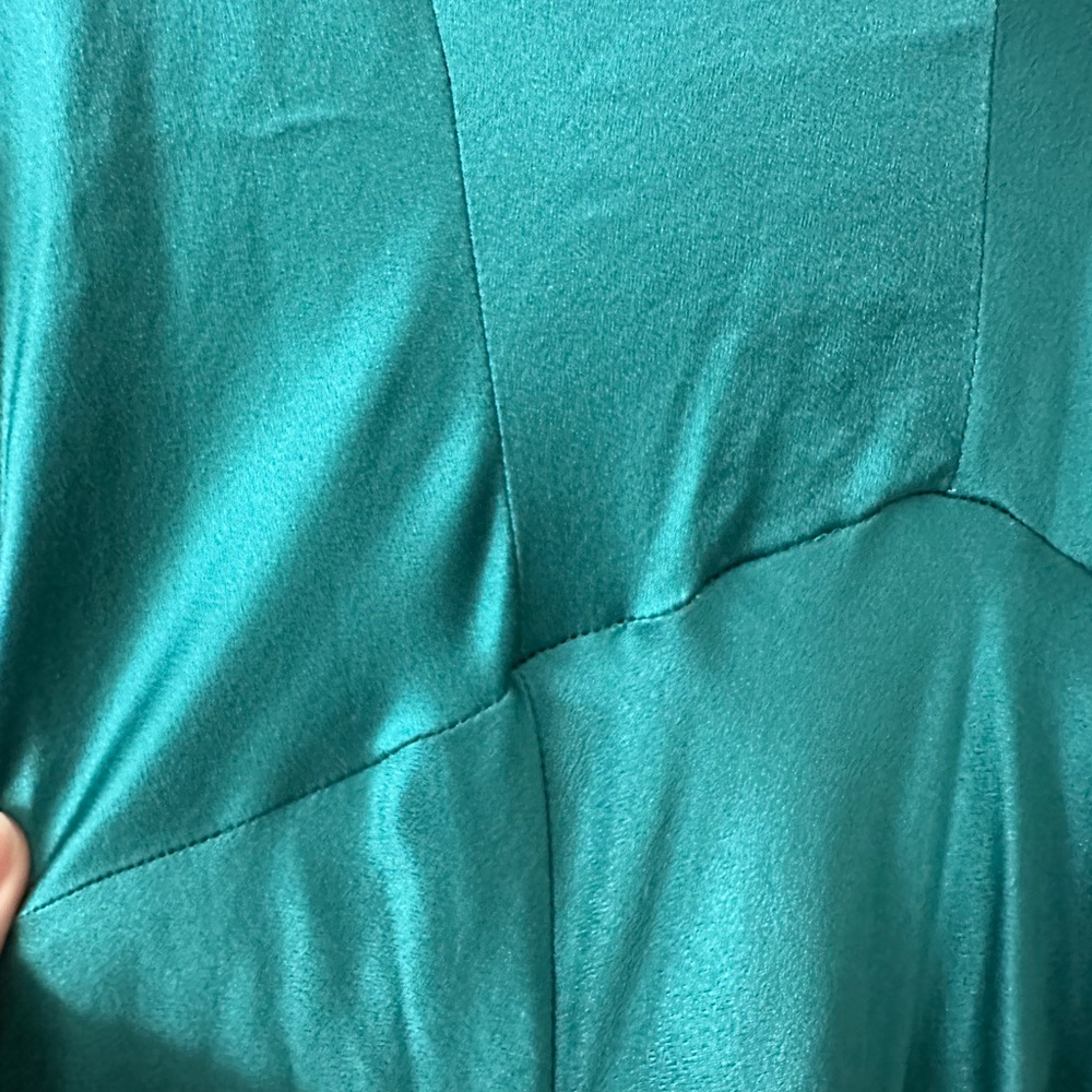 Alberta Ferretti Teal Long Sleeve Silk Dress - Picture 10 of 16